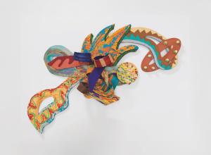 Kevin Cole, Embracing Wisdom, 2006. Kevin Cole used satellite images of Katrina’s path as the inspiration for this work’s shape.