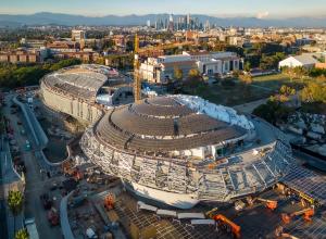 The Lucas Museum of Narrative Art under construction in 2022.