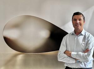 Mark Diker with Wolfgang Tillman's Paper drop (light), 2006.