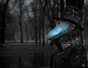 man in black plague bird mask