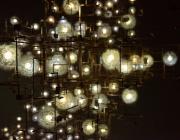 Studio Drfit, Fragile Future 3. Dandelion seeds, metal electrical circuits, LED lights.