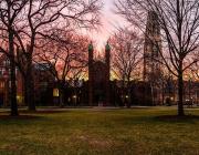 Yale University old campus at sunset