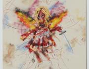 red and yellow flame-ridden