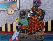 Kelechi Nwaneri painting of two figures in a chair with water at their feet