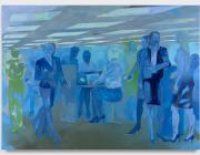 Georgia Gardner Gray, Office Angels, 2023. Oil on canvas, 86 5/8 x 118 1/8 in. Courtesy Regen Projects, Los Angeles 