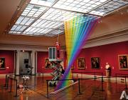 Gabriel Dawe with his installation at Toledo Museum of Art