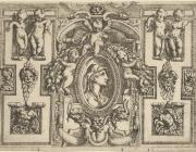 Battista Angolo del Moro, Bust of a woman in profile facing right, set within an elaborate frame with putti, ca. 1540–80. 