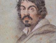 Chalk portrait of Caravaggio by Ottavio Leoni, circa 1621