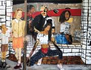 Brandon Landers painting of a group of people in front of a store window