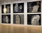 Cue Art Foundation 2019 NYC Installation of Sarah Amos' Solo Show Chalk Lines