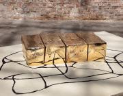 BLOCK COFFEE TABLE, Design by Jean Yves Lanvin, Mirror polished cast brass, Size : 64 x 35 x 18 in, Limited Edition of 24 pieces + 4 AP.