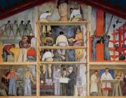 Diego Rivera, Making a fresco, 1931. Mural at "Diego Rivera Gallery", San Francisco Arts Institute.