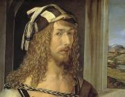 Albrect Dürer, Detail of Self-portrait, 1498. Oil on panel. Museo del Prado, Madrid, Spain.