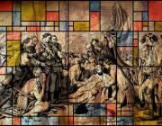 Eddy Susanto, Theosophy Arjuna, General Wolfe and Gandhi, 2016. Acrylic, pen, fluorescent ink on canvas.