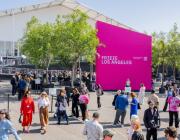 Diana Al-Hadid, It's Been Almost a Year, 2024-2025. Polymer gypsum, fiberglass, steel, plaster, metal leaf and pigment, 57.99" x 64.02" (147.3 cm x 162.6 cm). 