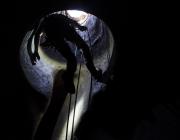 Fabio Fiocchi descends on a roped safety system into a cistern cavern at Vulci. To do such requires training and safety certifications. Credit- Danielle Vander Horst.