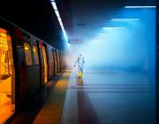 "During the coronavirus pandemic, the Health Affairs unit of Ankara Municipality sprays all public transportation, day and night."