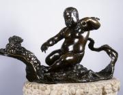 rendered with dark metal, this sculpture shows Morgante in the heroic nude, expertly riding a dragon as if directly out of a mythological tale.Giambologna, The Dwarf Morgante Riding on a Dragon, 18th Century. Courtesy Wikimedia Commons. r