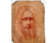 da vinci drawing in red pencil of a Jesus' face