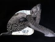 Nate Lewis, Signalling XXIII, 2020. Hand-sculpted inkjet print, ink, graphite, frottage