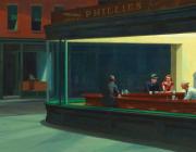 Edward Hopper's Nighthawks painting shows diners at a counter late at night