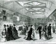 Opening reception on February 20, 1872, in the picture gallery in Dodworth Mansion (681 Fifth Avenue), the first home of The Metropolitan Museum of Art. Wood engraving from “Frank Leslies's Illustrated Newspaper,” March 9, 1872. 