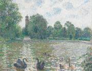 Camille Pissarro (French, 1830–1903), Pièce d'eau à Kew, Londres (Ornamental Lake at Kew [Gardens], London), 1892