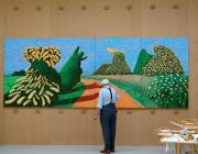 David Hockney painting May Blossom on the Roman Road, 2009