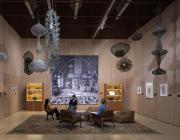 Ruth Asawa: Retrospective (installation view, SFMOMA); artwork: © 2025 Ruth Asawa Lanier, Inc., courtesy David Zwirner; backdrop photograph: © 2025 Rondal Partridge Archives; photo: Henrik Kam