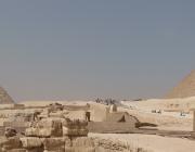 Panorama of the Great Sphinx of Giza, Khafre's Pyramid and Pyramid of Cheops.