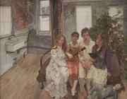 Lucian Freud, Large Interior, W11 (after Watteau), 1981-1983. Oil on canvas, 73 x 78 inches. Paul G. Allen Family Collection.