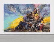 Yu Hong,Pyramid, 2022, acrylic on canvas, two parts, each: 118 1/8 x 98 3/8 in. each.