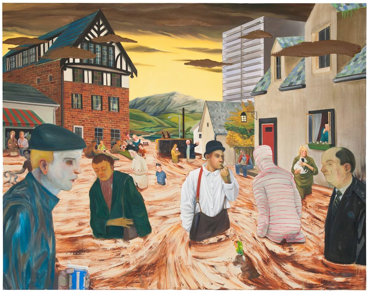 Nicole Eisenman (b. 1965, Verdun, France; lives in Brooklyn, NY), Coping, 2008. Oil on canvas; 65 × 82 1/8 in. (165 × 208.5 cm). Collection of Igor DaCosta and James Rondeau. Courtesy Galerie Barbara Weiss.