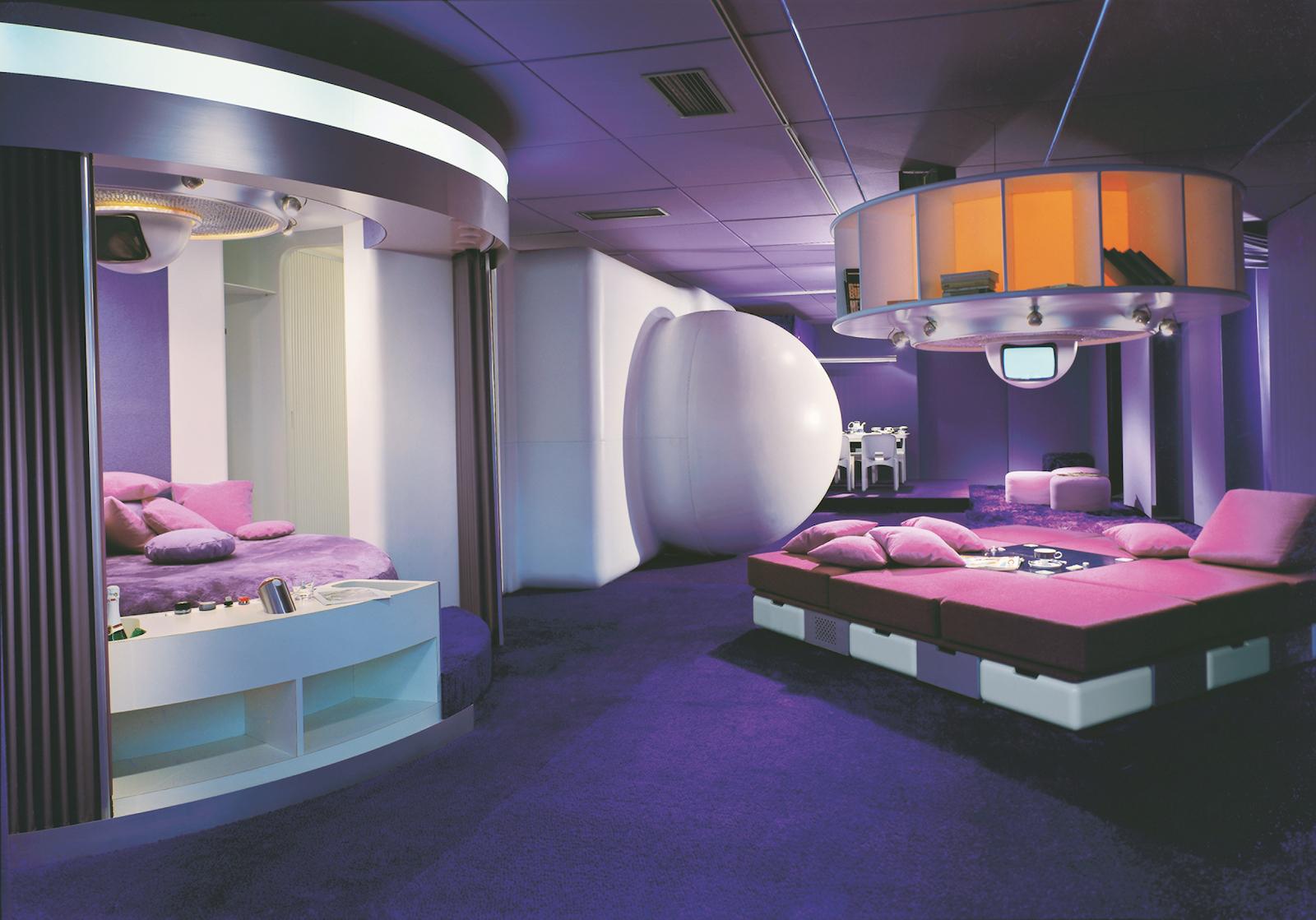 Joe Colombo (designer and client), Visiona I, bedroom-living room, Milan, Italy, completed 1968. (page 110).
