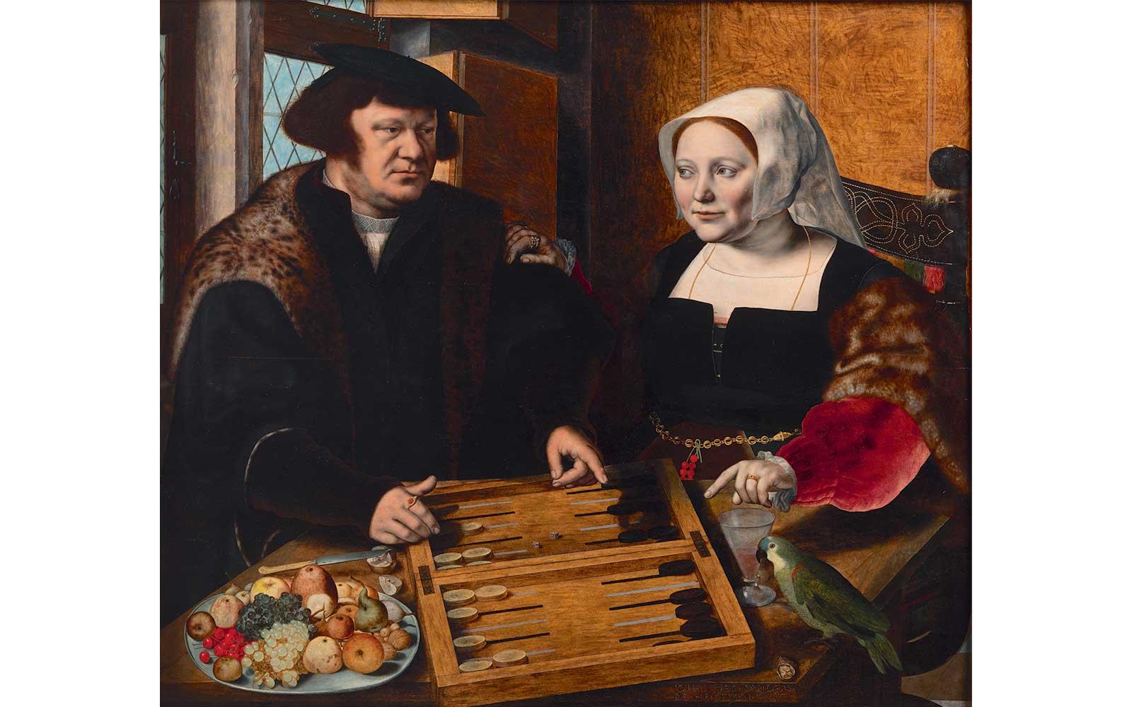 Jan van Hemessen, Double Portrait of a Husband and Wife Playing Tables, 1532. 