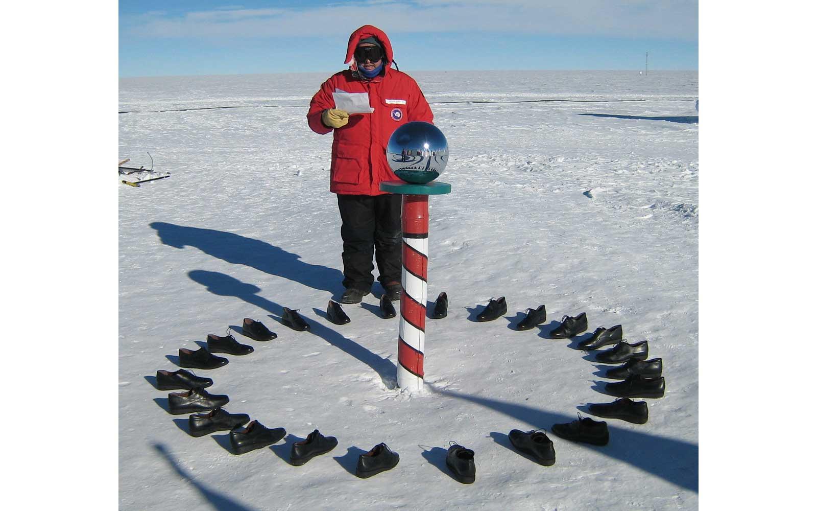 Xavier Cortada, Longitudinal Installation, Ritualistic Performance at South Pole, 2007.