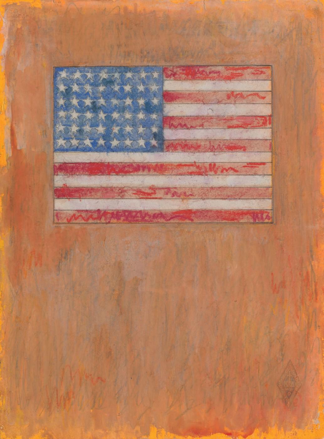 Jasper Johns, Flag on Orange Field, 1957