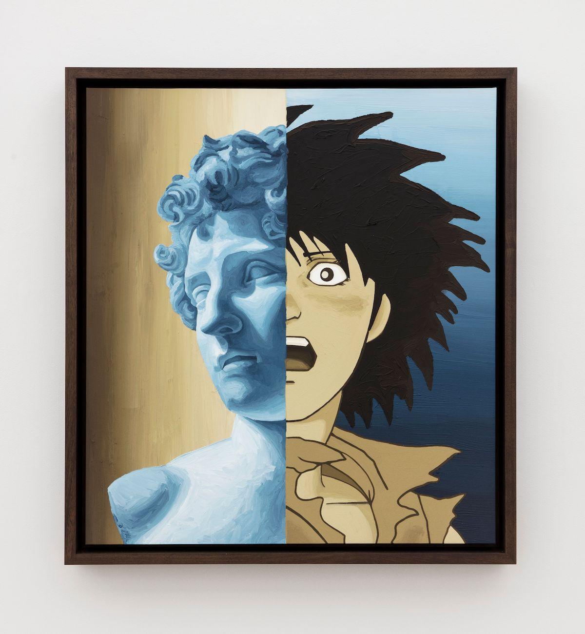 Daniel Arsham, Fractured Idols II , 2023. Acrylic on canvas. Framed : 43 1/2 x 39 1/2 inch. Photographer: Guillaume Ziccarelli. Courtesy of the artist and Perrotin.