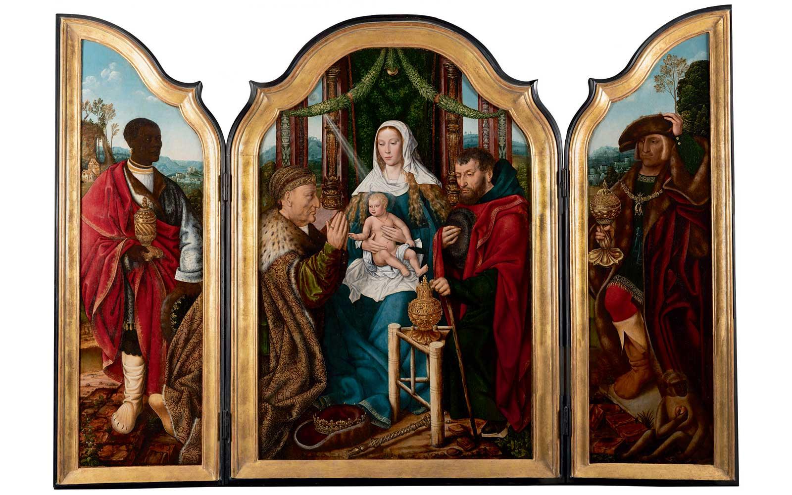 Master of Frankfurt and Workshop, The Adoration of the Magi with Emperor Frederick III and Emperor Maximilian, about 1510– 20. 