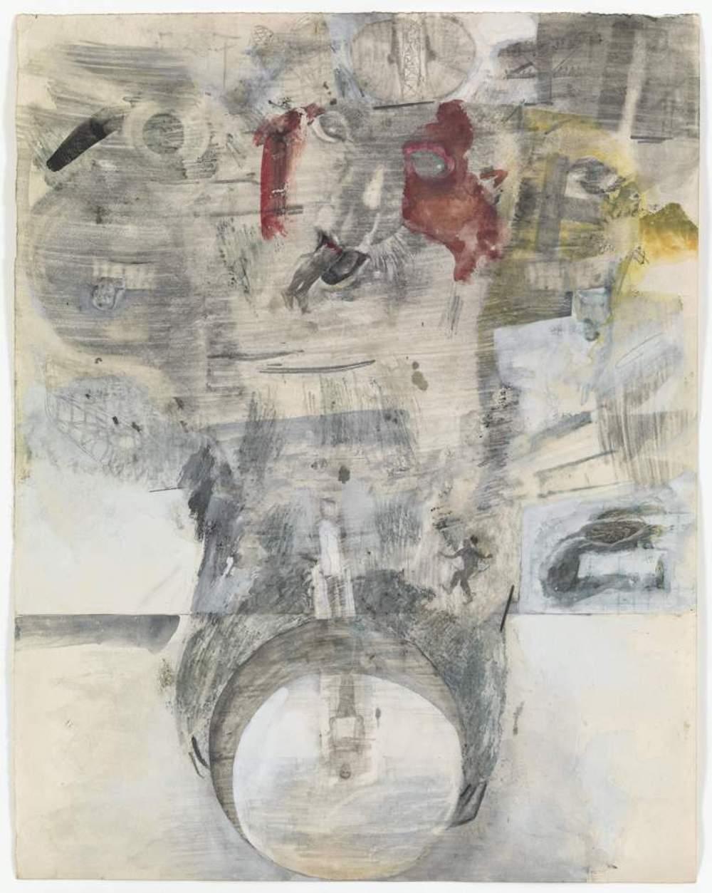 Robert Rauschenberg, XXXIV Drawings for Dante's Inferno: XXXIV, 1965. Color offset lithograph. Sheet: 14 9/16 × 11 7/16 in. (37 × 29 cm).  Blanton Museum of Art, The University of Texas at Austin, Archer M. Huntington Museum Fund, 1966, Art © Robert Rauschenberg Foundation/Licensed by VAGA, New York, NY