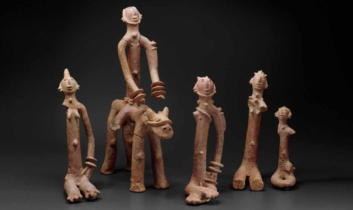 Horseman and Four Figures, Region of Bankoni, Mali, Terracotta