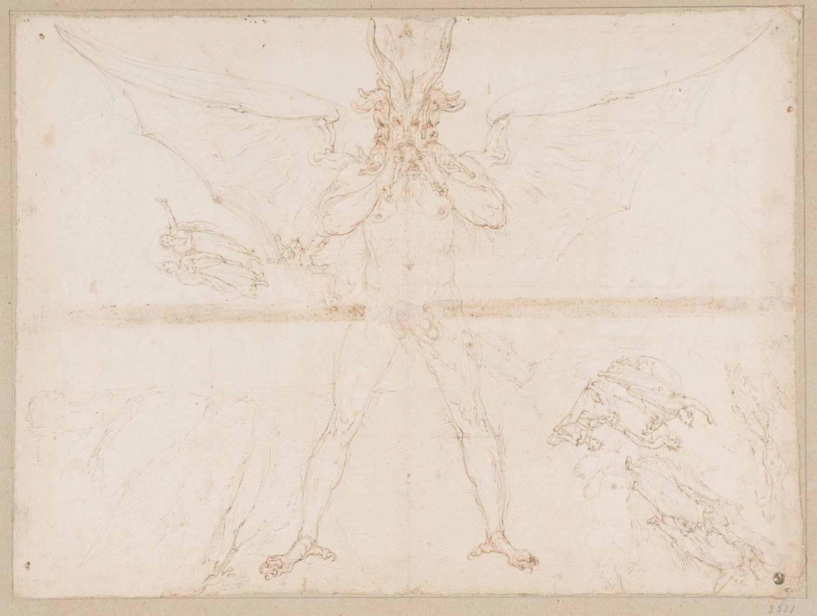 Frederico Zuccari, Sketches for Three Headed Lucifer