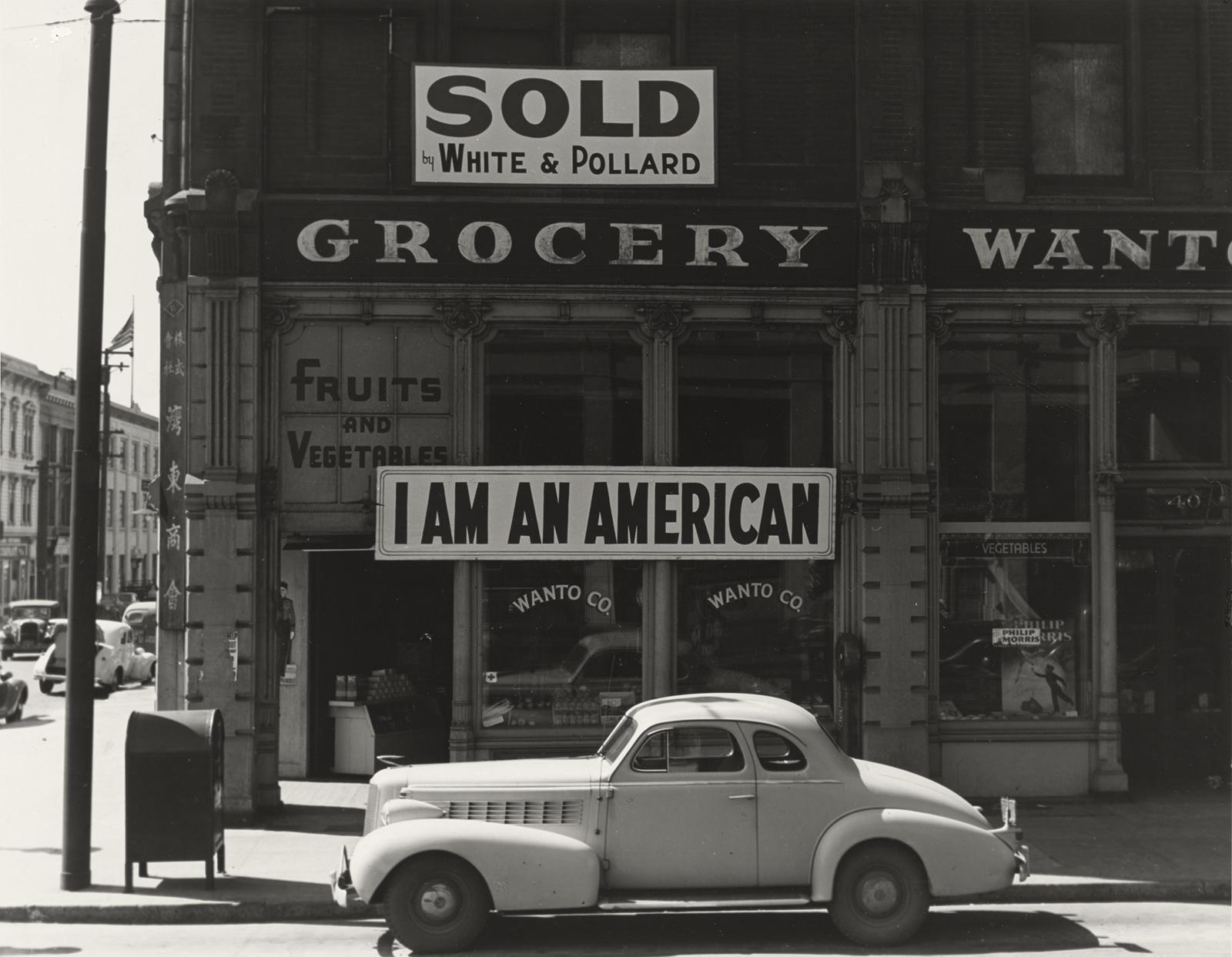 Dorothea Lange (American, 1895–1965), Japanese-American owned grocery store, Oakland, California, March 1942. Gelatin silver print. 7 1/2 x 9 5/8 in (19 x 24.5 cm). National Gallery of Art, Washington, DC.