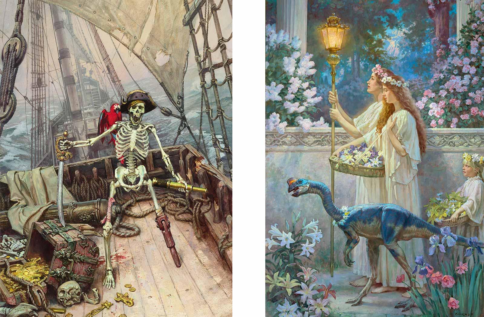 James Gurney, Skeleton Pirate (left) and Garden of Hope (right)
