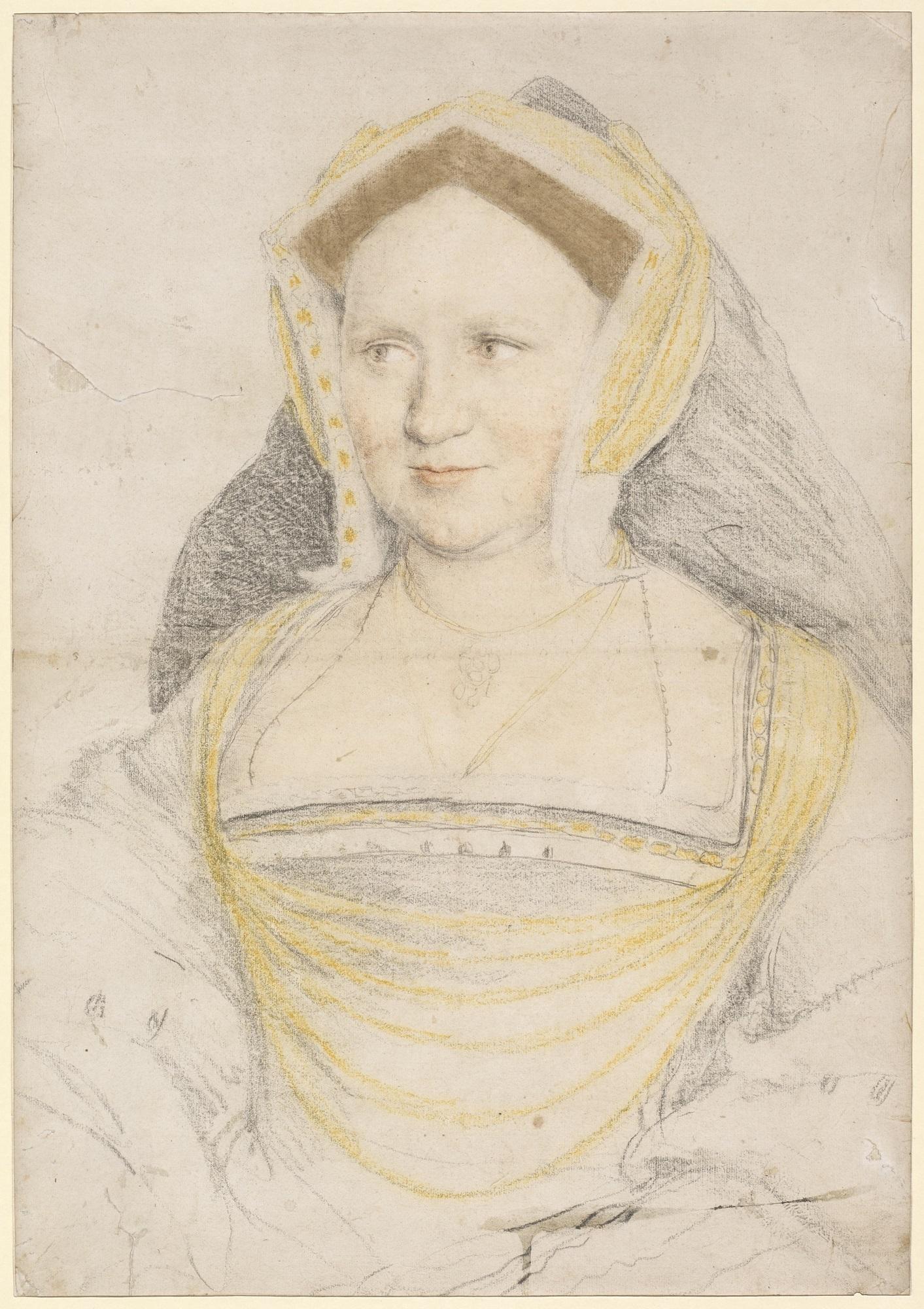 Hans Holbein the Younger, Mary, Lady Guildford, 1527. Oil on panel. 87 × 70.6 cm (34 1:4 × 27 13:16 in.). sketch.