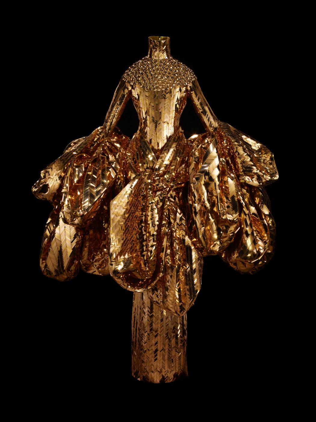 John Galliano for Christian Dior, Gold embroidered triple organza jacket and skirt.