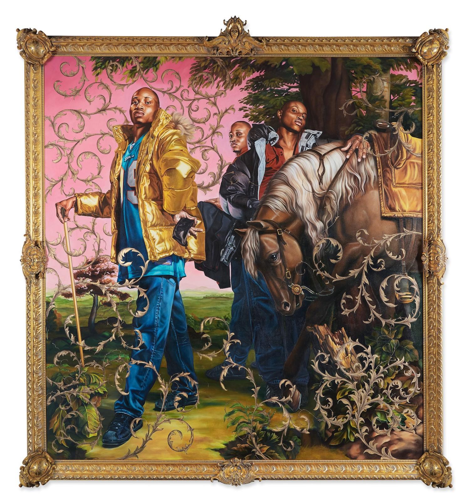 Kehinde Wiley, LE ROI À LA CHASSE II, 2007. Oil on canvas. 122 x 119 in. (209.9 x 302.3 cm).