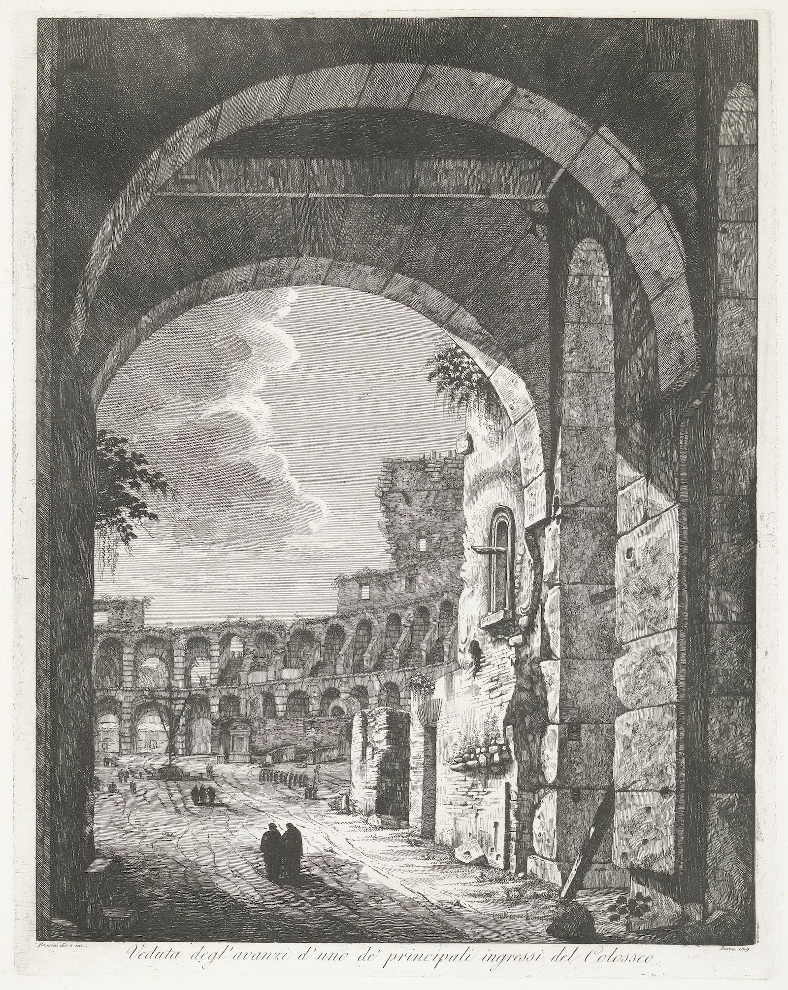 Print of the Colosseum by Luigi Rossini from 1819. Rijksmuseum, Amsterdam. 