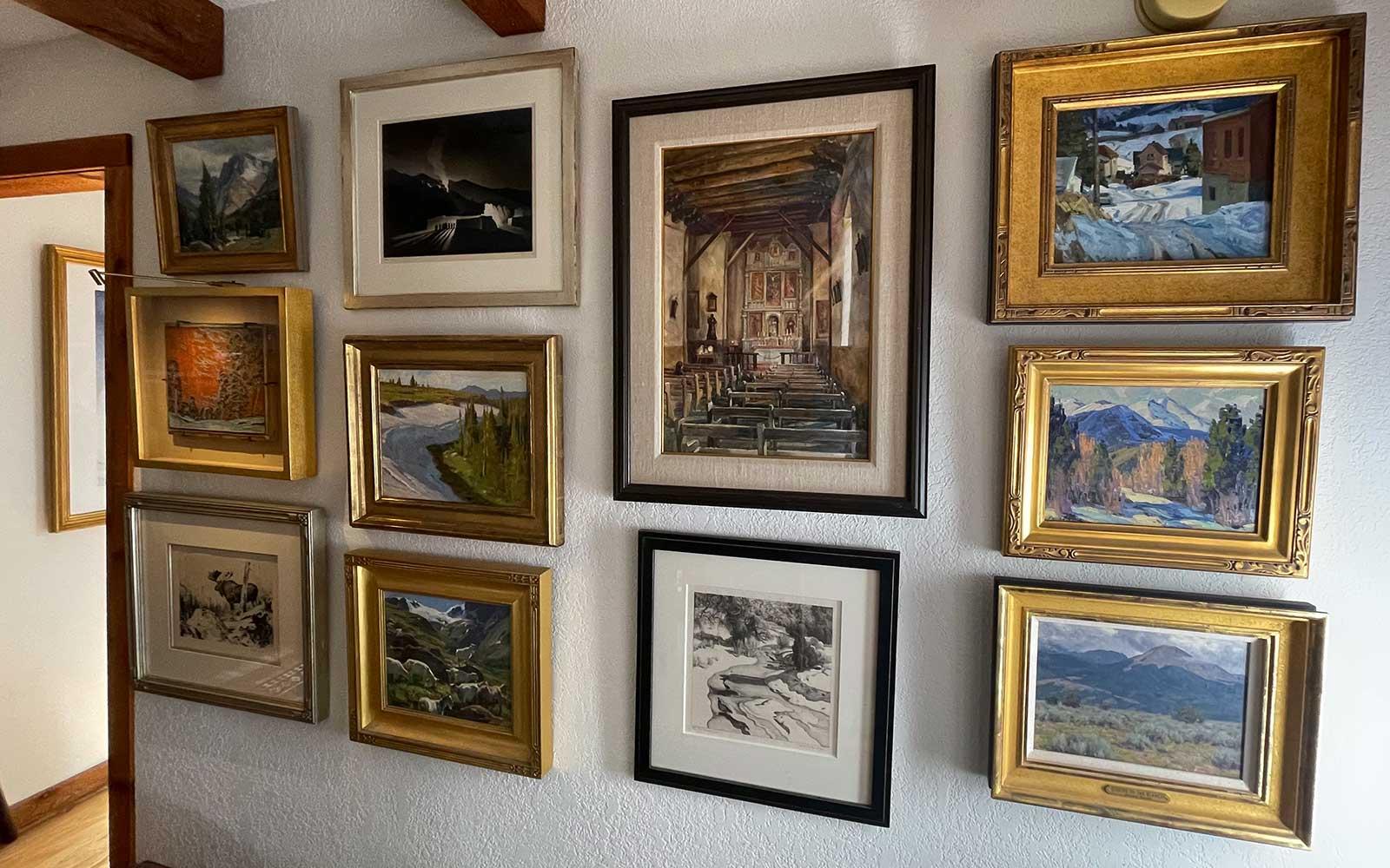Gallery wall in the Newtons’ home.