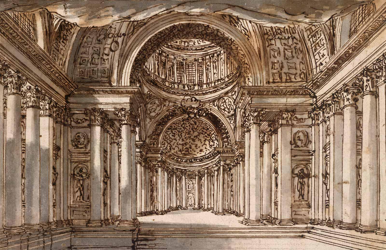 A colonnaded atrium with domes, c. 1740-43.